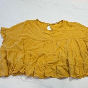 Altar’d State Yellow Ruffled Women's Crop Top